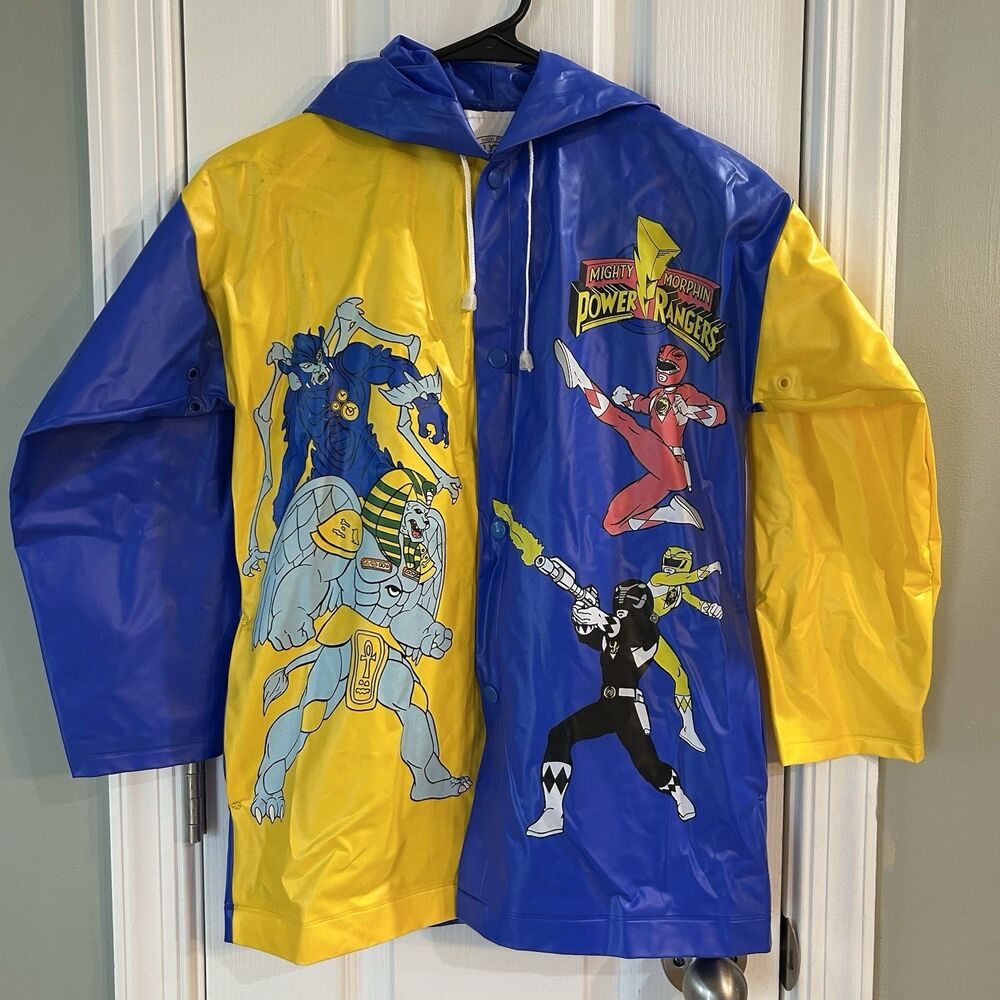 Vintage 1994 Mighty Morphin Power Rangers Kids Vinyl Raincoat Jacket Sz 6 Saban
